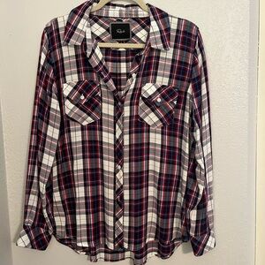 Rails Plaid Shirt Womens small S Button Down Red White Blue Long Sleeve Soft